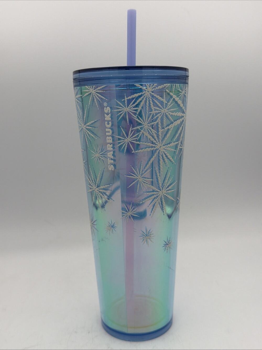 2023 Starbucks Christmas Holiday Textured Snowflakes Blue Venti 24oz Cold Cup